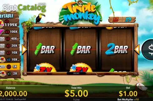 Win screen. Triple Monkey (Nextspin) slot