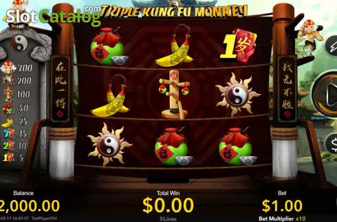 Game screen. Triple Kung Fu Monkey slot