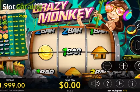 Game screen. Crazy Monkey (Nextspin) slot