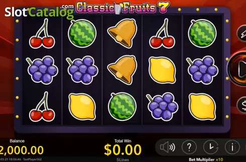 Game screen. Classic Fruits 7 slot