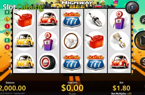 Game screen. Highway Bee slot