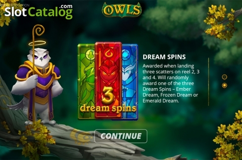 Intro screen 2. Owls slot