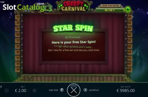 Introduzione a Star Spin. Creepy Carnival slot