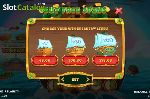 Buy Feature Screen. Treasure Ireland slot