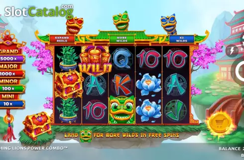 Game Screen. 3 Laughing Lions Power Combo slot
