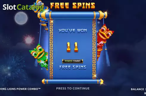 Free Spins Win Screen 2. 3 Laughing Lions Power Combo slot