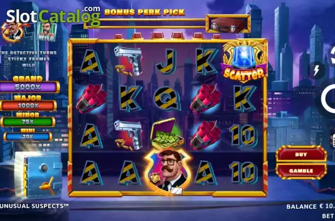 Game Screen. More Unusual Suspects slot