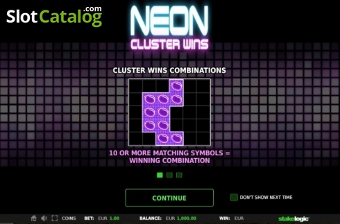 Ecran2. Neon Cluster Wins slot