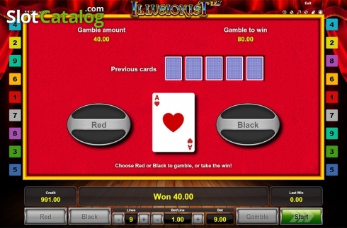 Gamble win screen. Illusionist slot