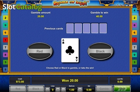 Gamble win screen. Riches of India slot