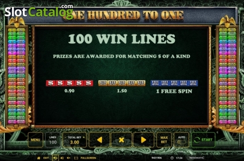 Schermo9. One Hundred To One slot