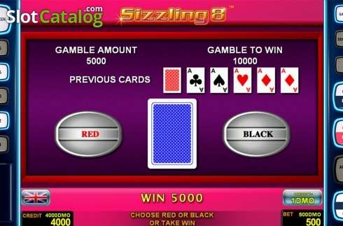 Gamble game screen. Sizzling 8 Deluxe slot