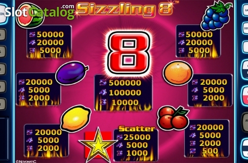 Paytable. Sizzling 8 Deluxe slot