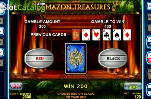 Gamble game screen. Amazon Treasures Deluxe slot