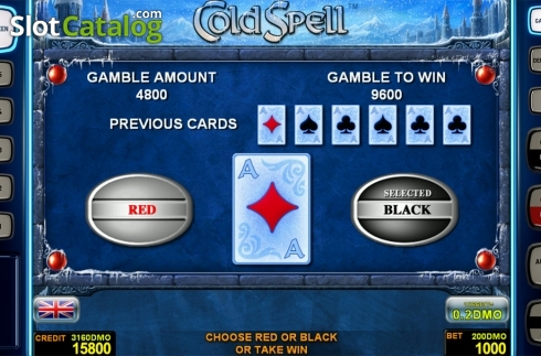 Gamble game screen 2. Cold Spell Deluxe slot