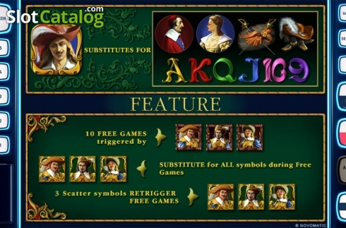 Ekran8. d'Artagnan Deluxe yuvası