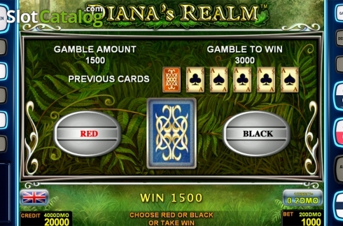 Gamble game screen. Dianas Realm Deluxe slot