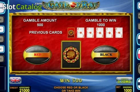 Gamble game screen. Gate Of Ra Deluxe slot