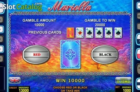 Gamble game screen. Mariella Deluxe slot