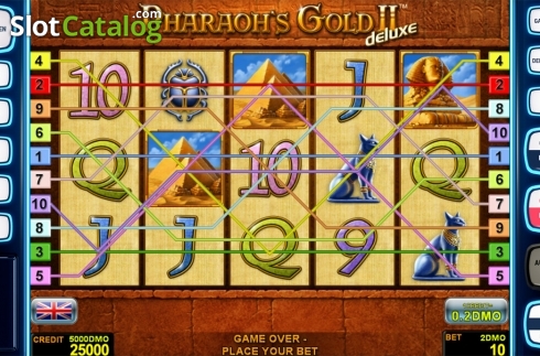 Reels screen. Pharaohs Gold 2 Deluxe slot