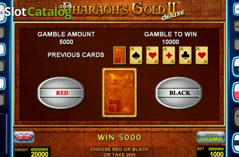 Gamble game screen. Pharaohs Gold 2 Deluxe slot