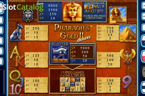 Paytable . Pharaohs Gold 2 Deluxe slot