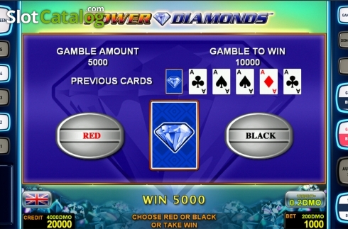 Gamble game screen. Power Diamonds Deluxe slot