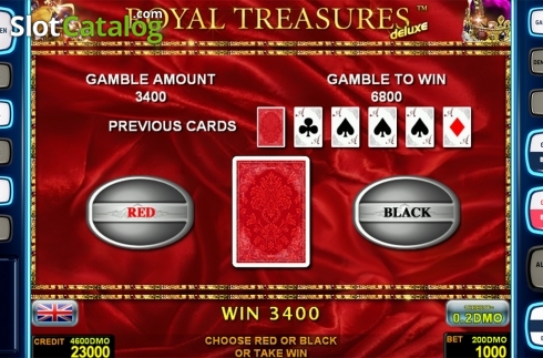 Gamble game screen. Royal Treasures Deluxe slot