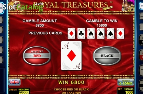 Gamble game screen 2. Royal Treasures Deluxe slot