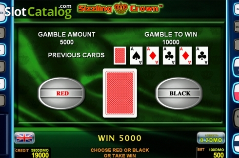 Gamble game screen. Sizzling Crown Deluxe slot