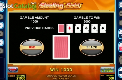 Gamble game screen. Sizzling Gold Deluxe slot