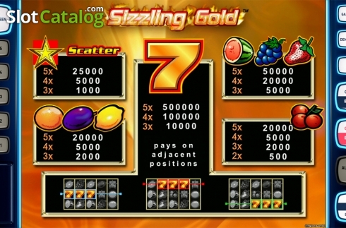 Paytable . Sizzling Gold Deluxe slot