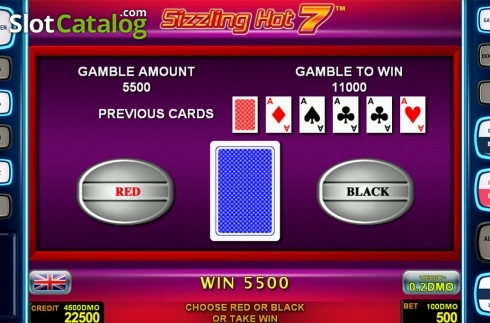 Gamble game screen. Sizzling Hot 7 Deluxe slot