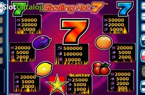 Paytable. Sizzling Hot 7 Deluxe slot