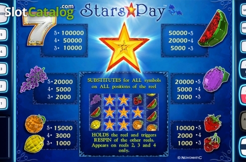 Paytable. Stars Pay Deluxew slot