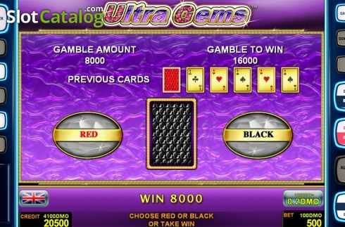 Gamble game screen . Ultra Gems Deluxe slot