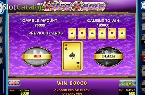 Gamble game screen 2. Ultra Gems Deluxe slot