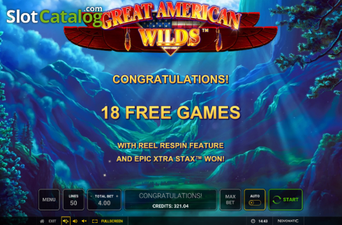 Bildschirm6. Great American Wilds slot