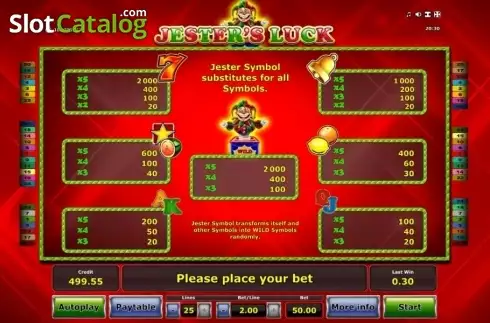 Paytable 1. Jesters Luck slot