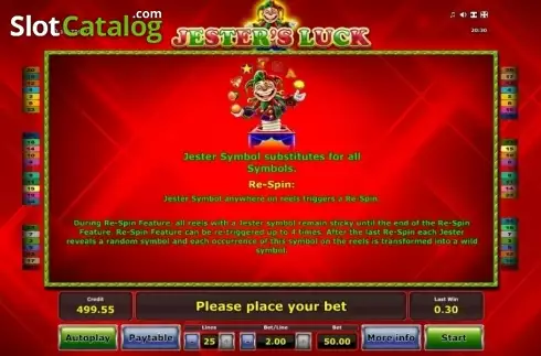 Paytable 2. Jesters Luck slot