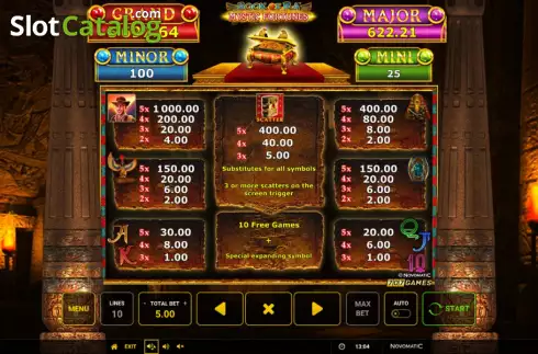 Paytable. Book of Ra Mystic Fortunes slot