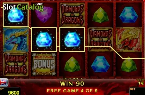 Win Screen. Diamonds and Dragons slot