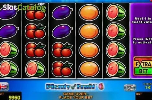 Reel Screen. Plenty Of Fruit 6 slot