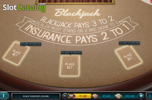 Game Screen 1. European Blackjack (Nucleus Gaming) slot