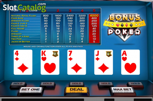 Écran2. Bonus Poker (Nucleus Gaming) Machine à sous
