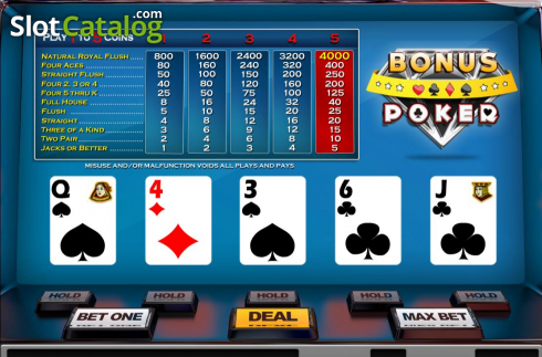 Pantalla3. Bonus Poker (Nucleus Gaming) Tragamonedas 