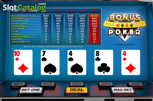 Pantalla4. Bonus Poker (Nucleus Gaming) Tragamonedas 