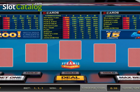 Game Screen. Pyramid Poker Double Bonus (Nucleus Gaming) slot
