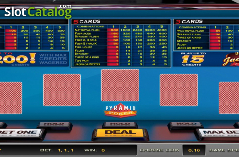 Game Screen. Pyramid Poker Double Jackpot Poker (Nucleus Gaming) slot