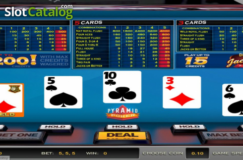 Game Screen. Pyramid Poker Double Jackpot Poker (Nucleus Gaming) slot